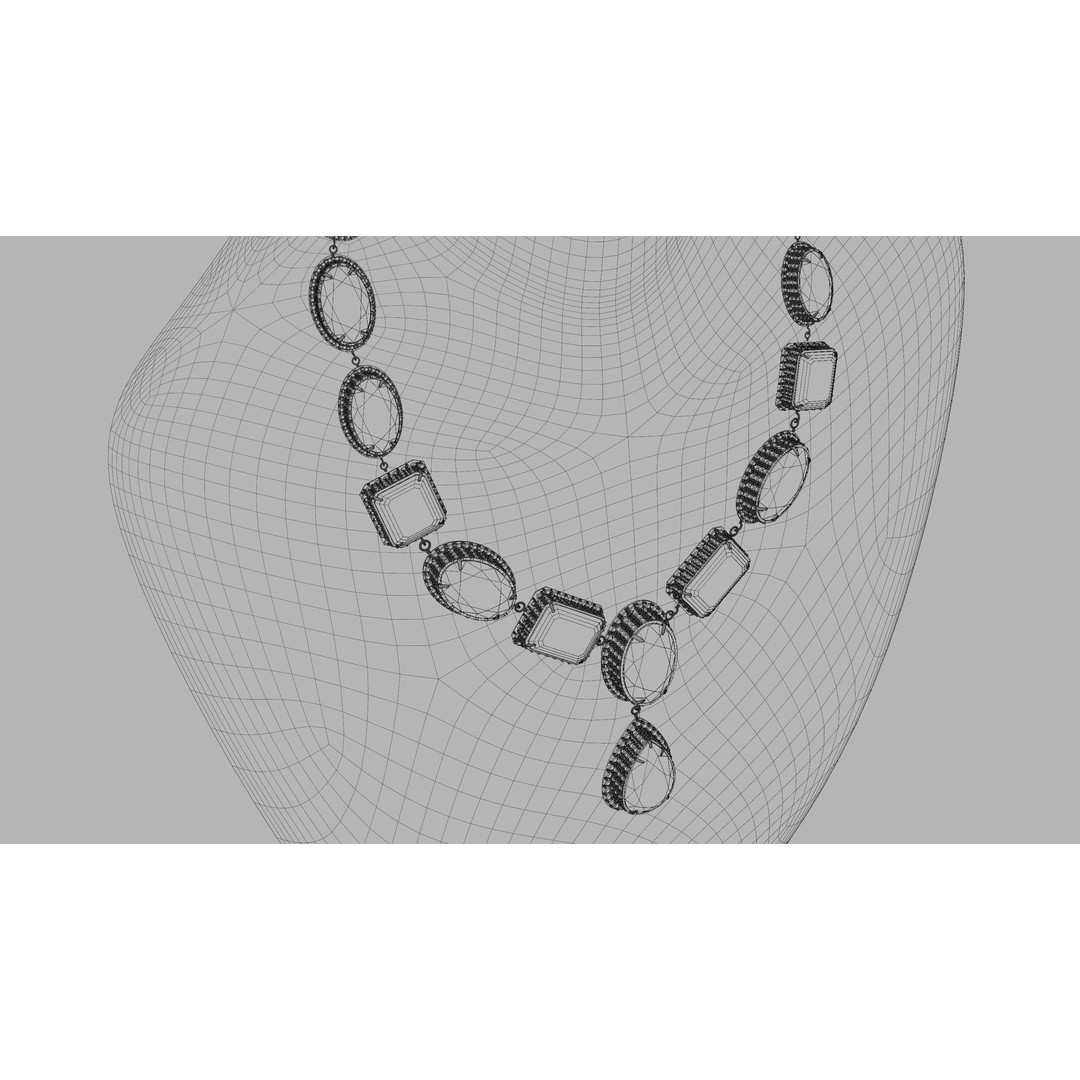 Mughal Necklace 3D Model – Emerald & Diamond Jewelry, FBX - View 16