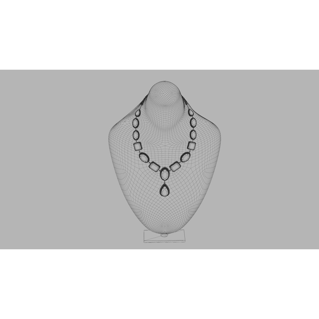Mughal Necklace 3D Model – Emerald & Diamond Jewelry, FBX - View 17