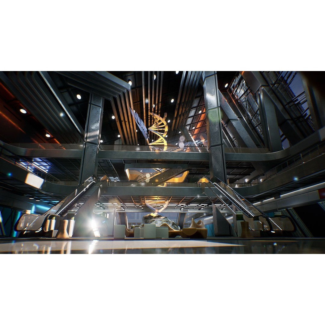 Shopping Mall Environment 3D Model – Low Poly Game Asset, PBR Textures - View 13