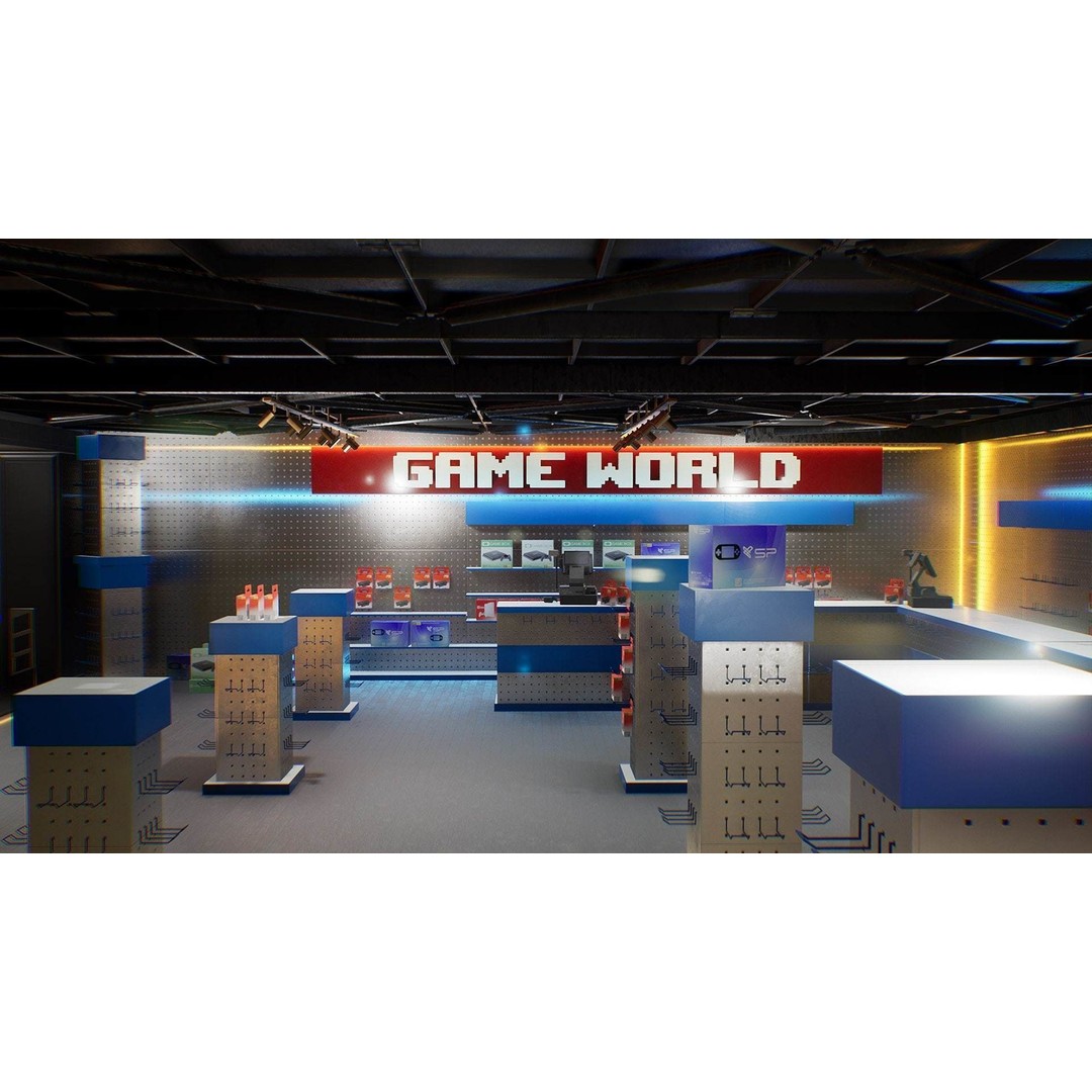 Shopping Mall Environment 3D Model – Low Poly Game Asset, PBR Textures - View 17