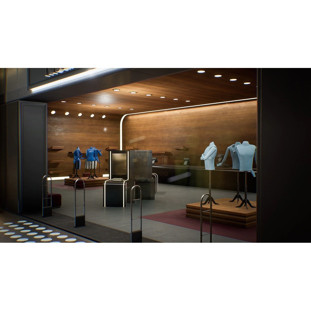 Shopping Mall Environment 3D Model – Low Poly Game Asset, PBR Textures - View 4