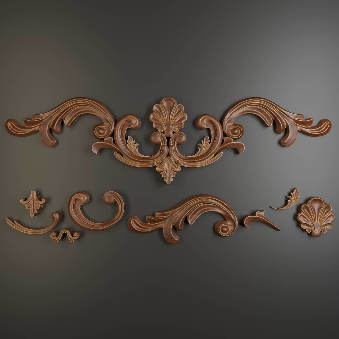 Architectural Ornaments 3D Model – Decorative Elements for Design, FBX, OBJ - View 9