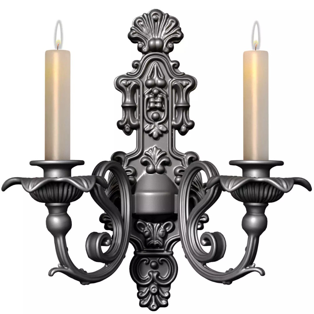 Forged Classic Wall Lamp Sconce 3D Model – PBR Textures, FBX - View 3