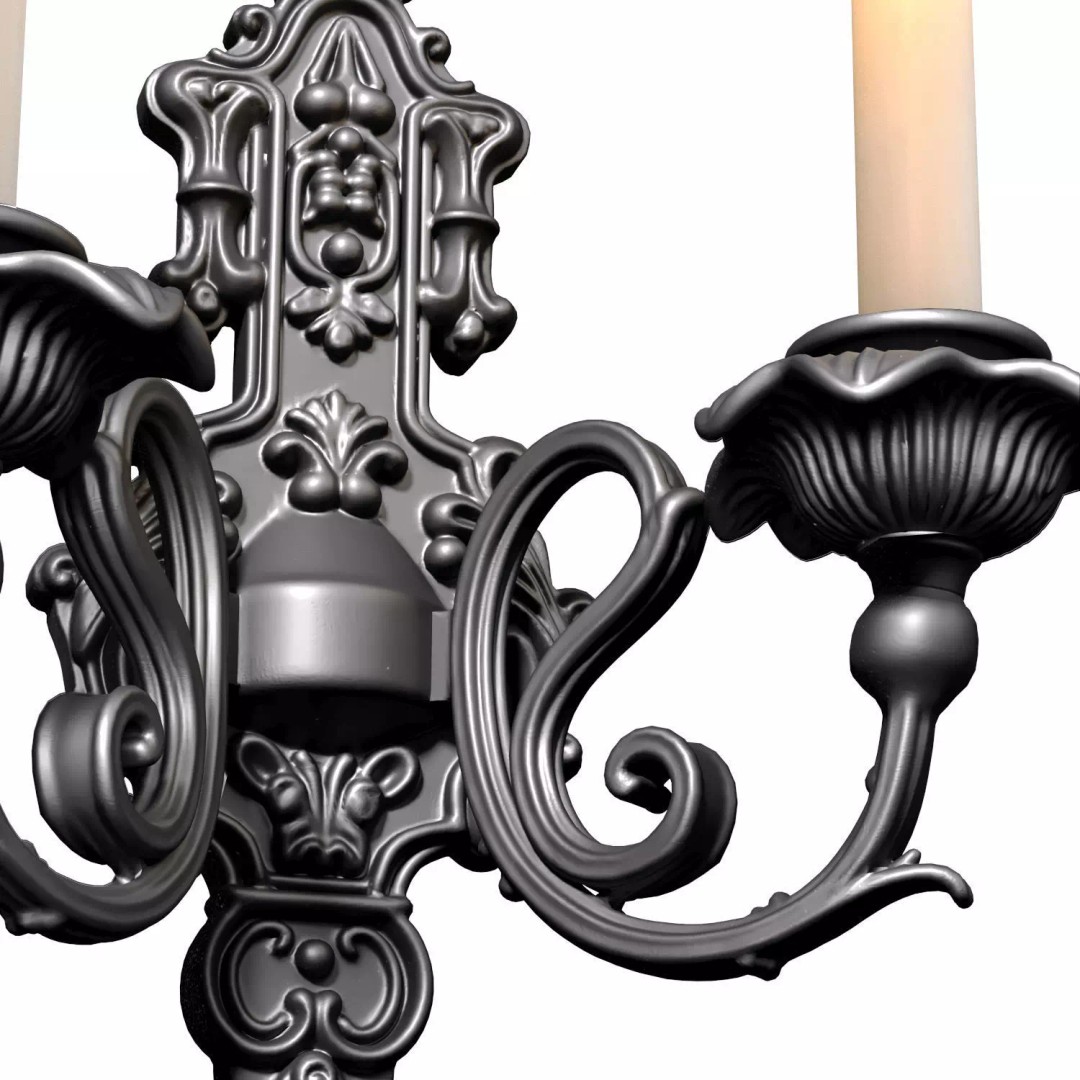 Forged Classic Wall Lamp Sconce 3D Model – PBR Textures, FBX - View 4