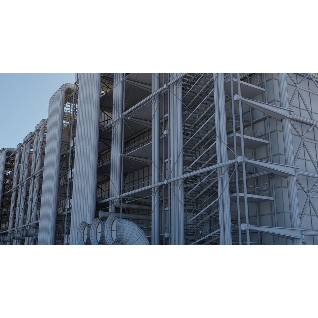 Pompidou Center 3D Model – Detailed Architectural Structure, FBX, OBJ