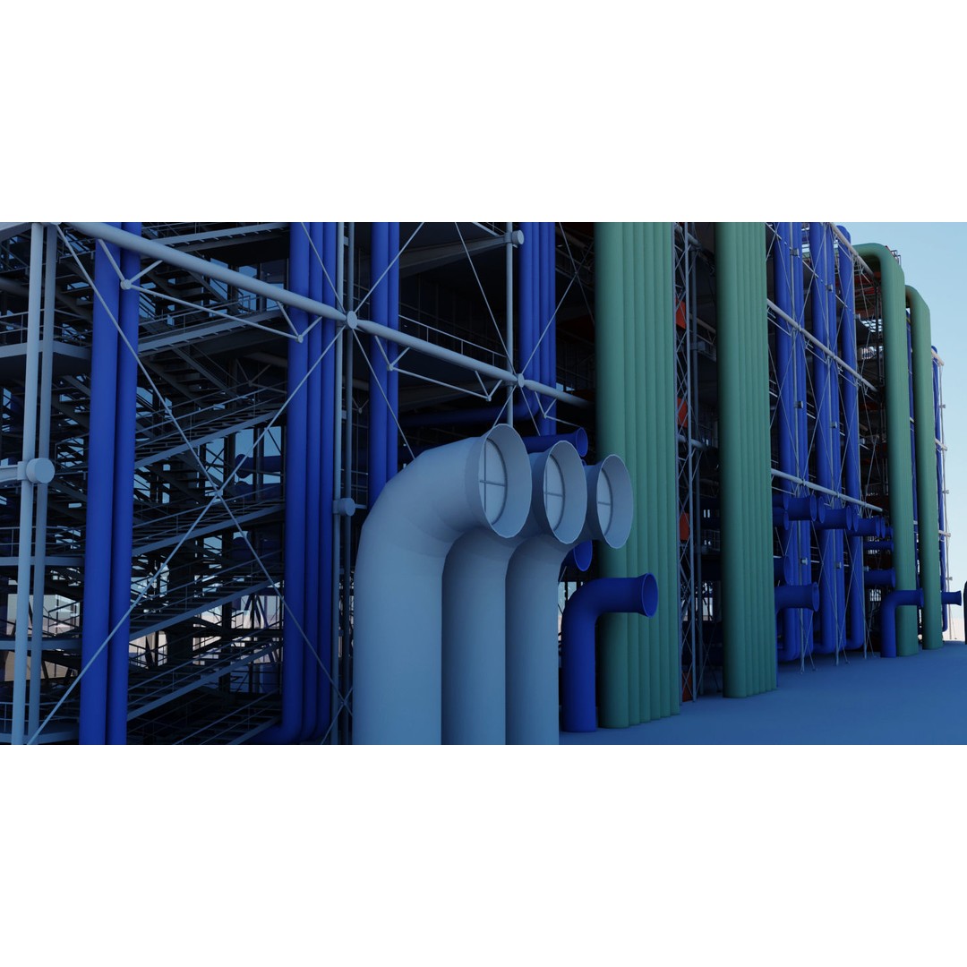 Pompidou Center 3D Model – Detailed Architectural Structure, FBX, OBJ - View 10