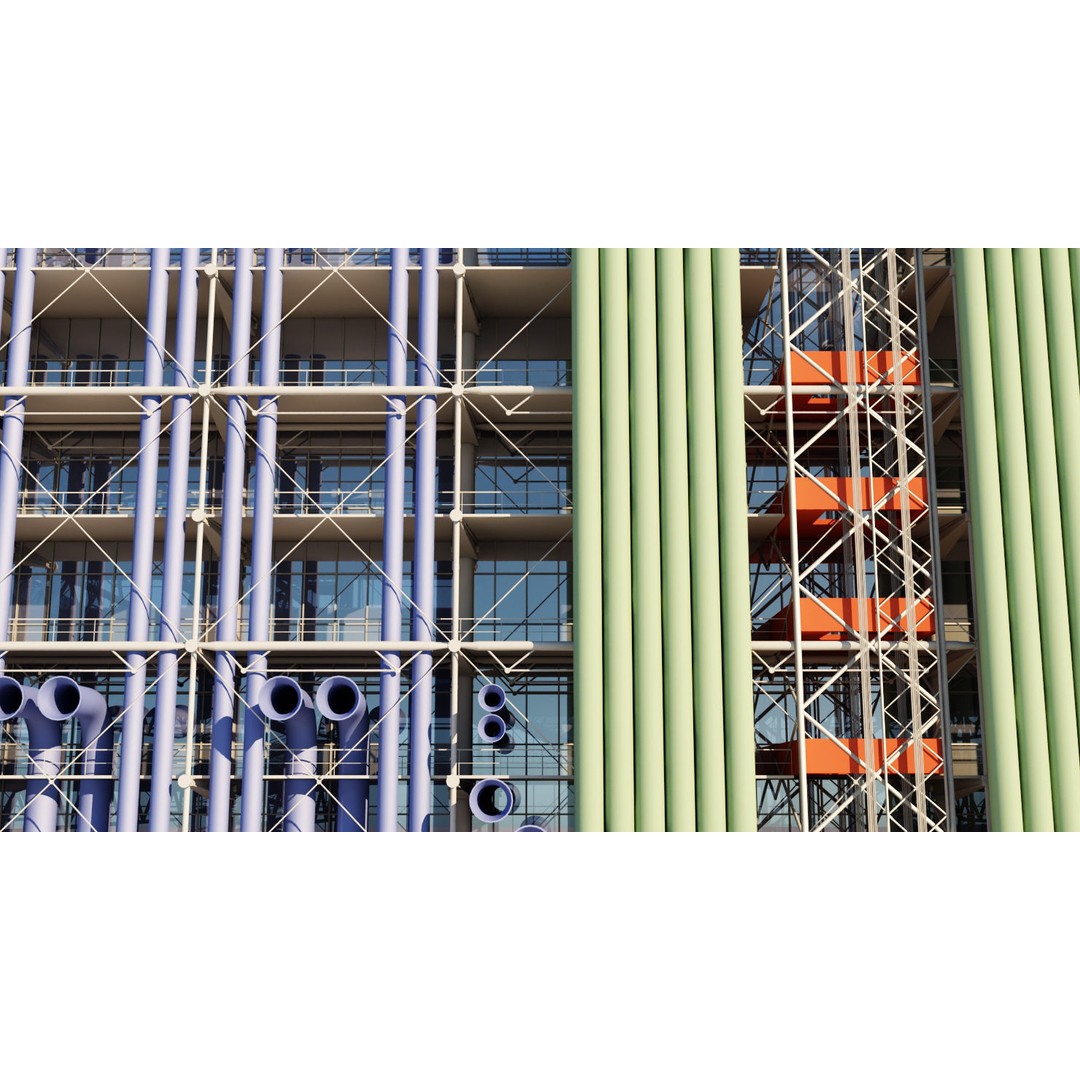 Pompidou Center 3D Model – Detailed Architectural Structure, FBX, OBJ - View 11