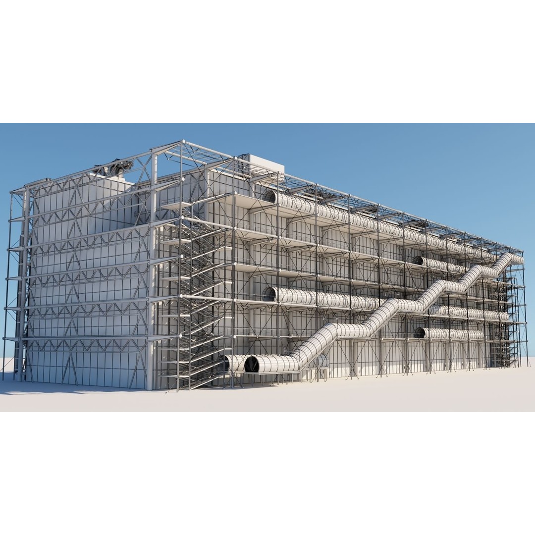 Pompidou Center 3D Model – Detailed Architectural Structure, FBX, OBJ - View 12