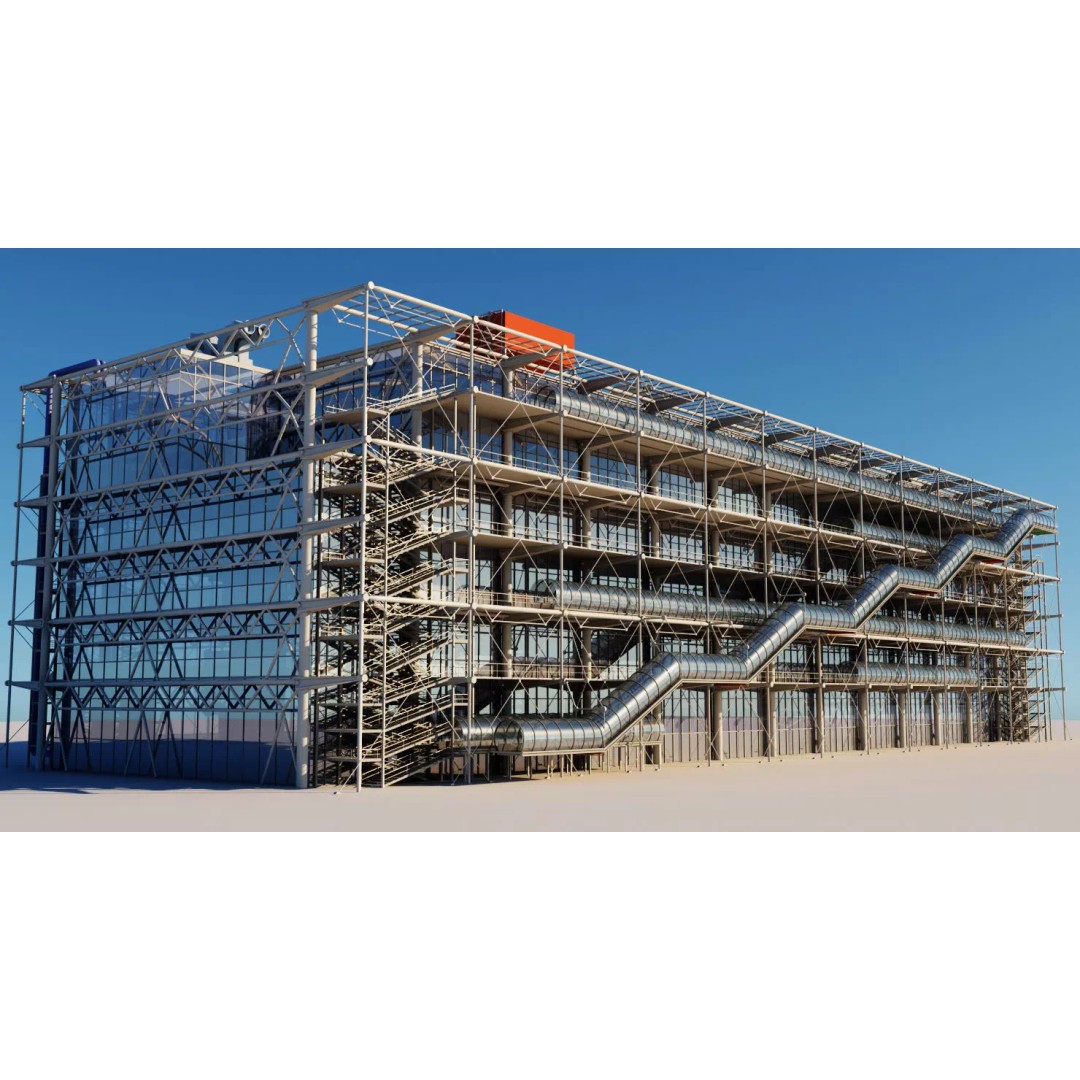 Pompidou Center 3D Model – Detailed Architectural Structure, FBX, OBJ - View 2