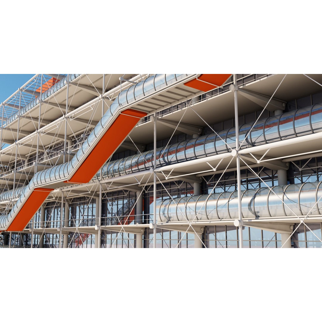 Pompidou Center 3D Model – Detailed Architectural Structure, FBX, OBJ - View 3