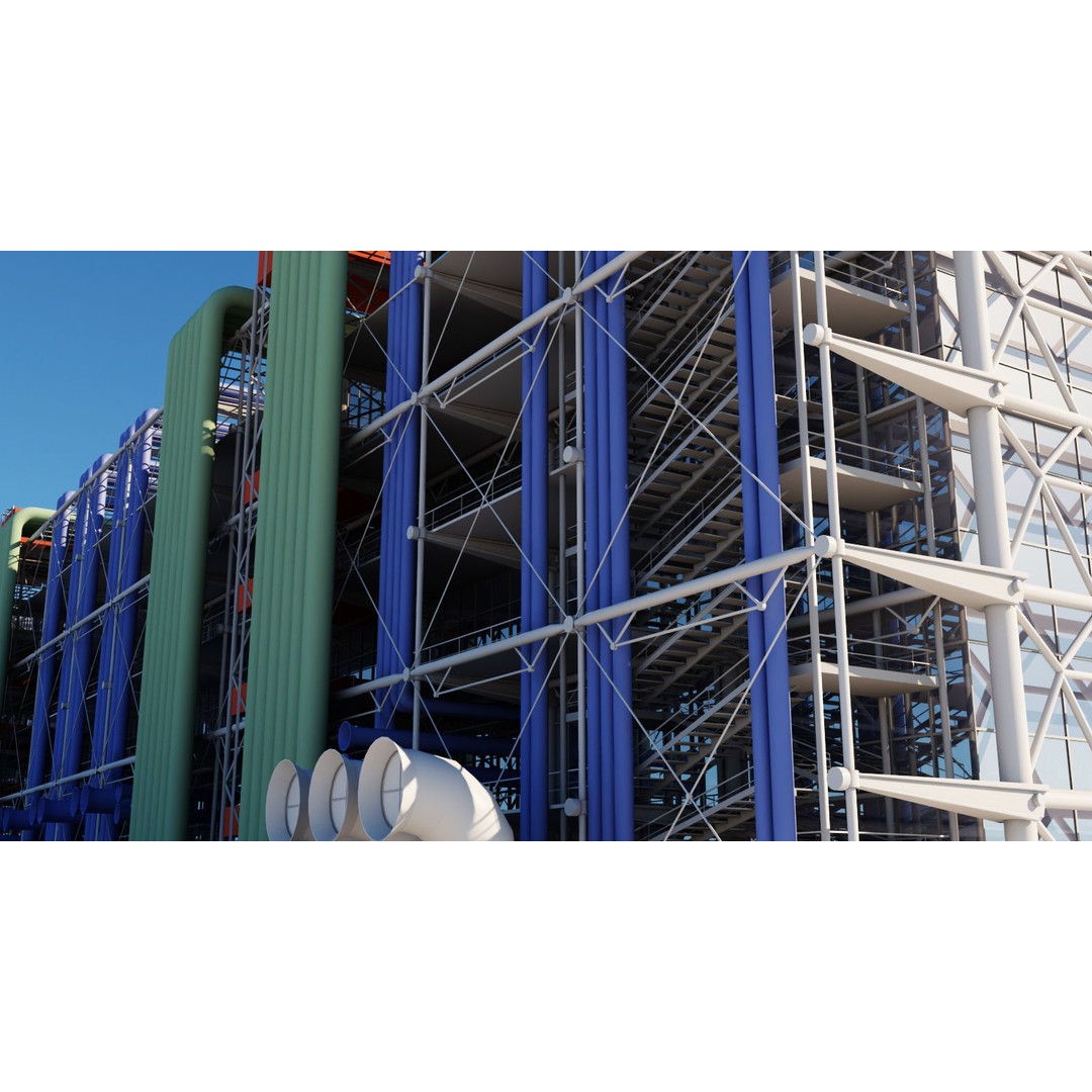 Pompidou Center 3D Model – Detailed Architectural Structure, FBX, OBJ - View 5