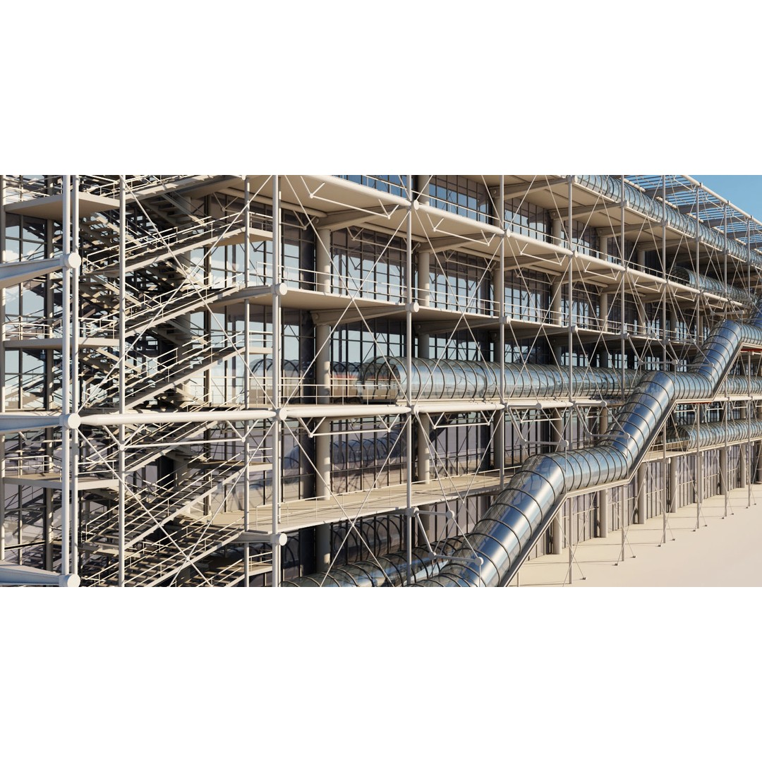 Pompidou Center 3D Model – Detailed Architectural Structure, FBX, OBJ - View 7