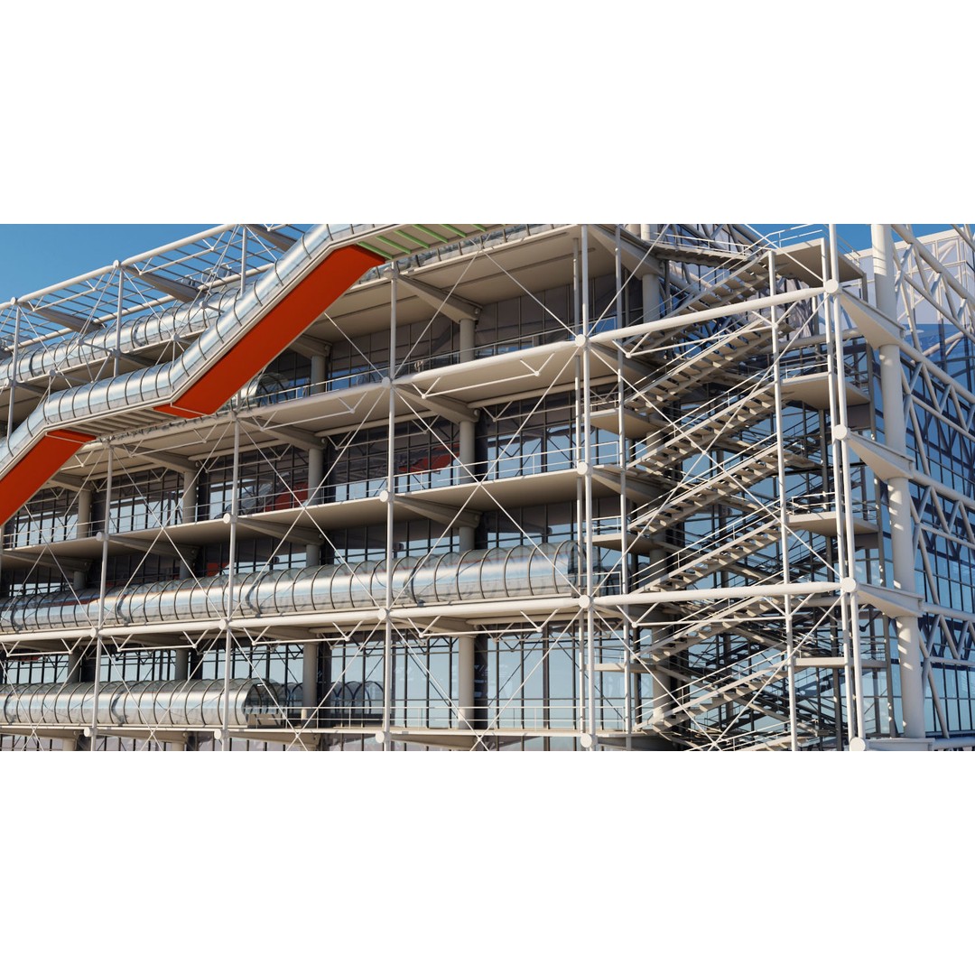 Pompidou Center 3D Model – Detailed Architectural Structure, FBX, OBJ - View 9