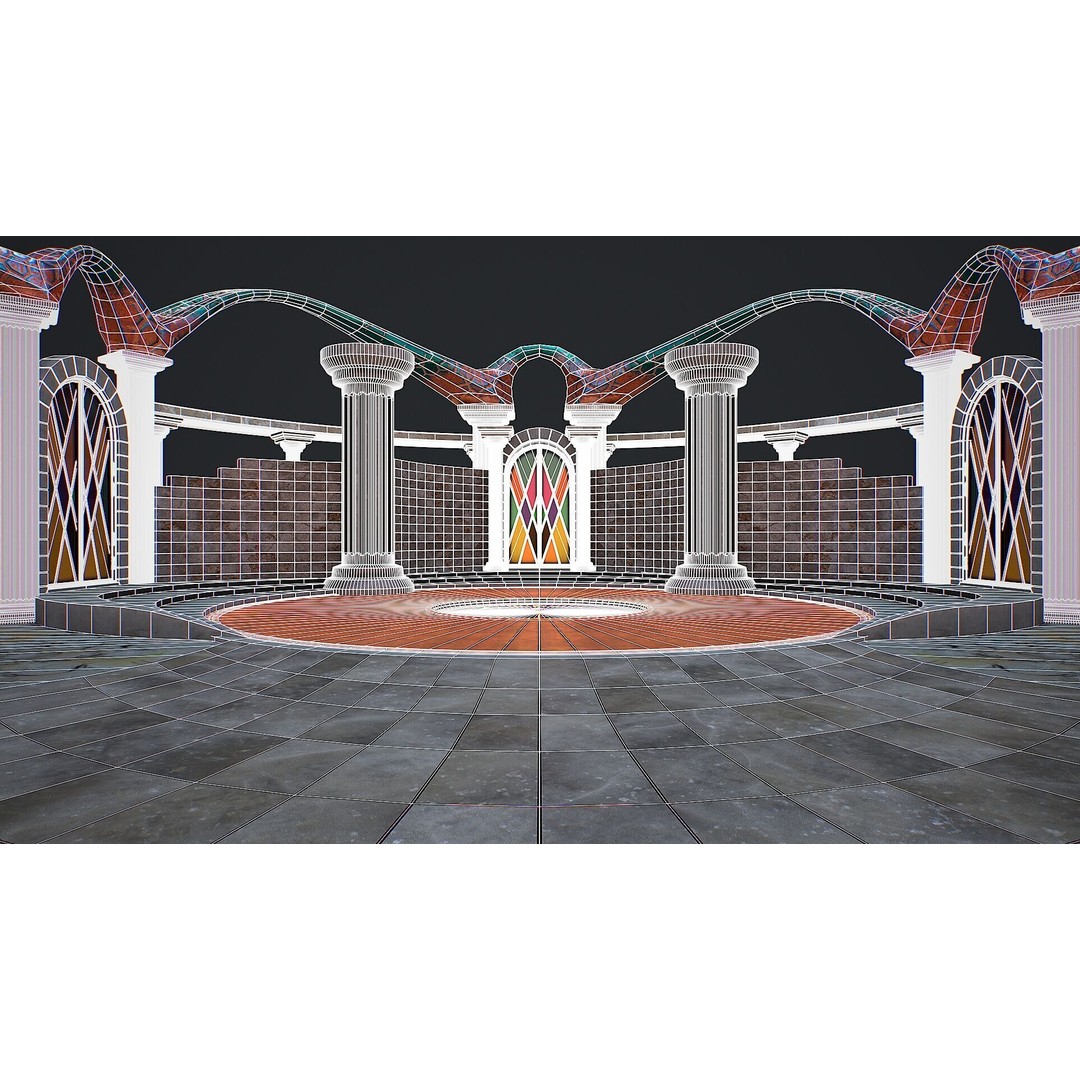 Fantasy Fight Arena 3D Model – Low Poly PBR Game Asset, FBX, OBJ - View 10