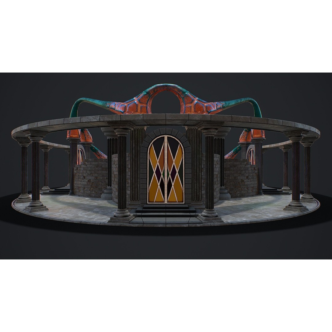 Fantasy Fight Arena 3D Model – Low Poly PBR Game Asset, FBX, OBJ - View 11