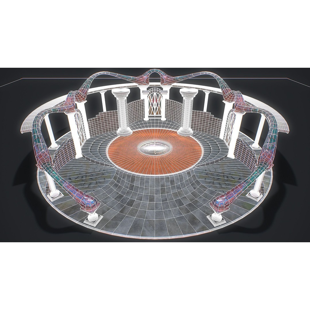 Fantasy Fight Arena 3D Model – Low Poly PBR Game Asset, FBX, OBJ - View 4