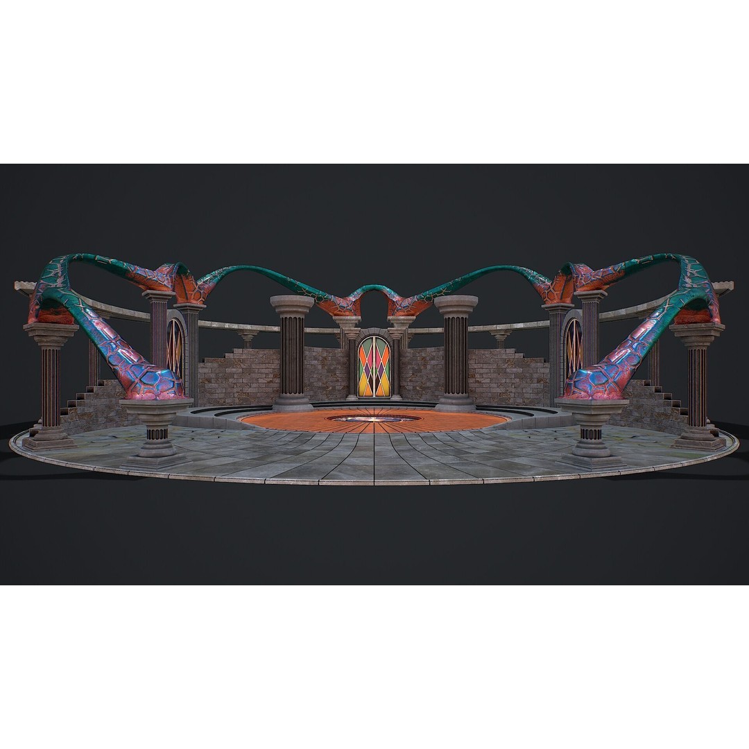 Fantasy Fight Arena 3D Model – Low Poly PBR Game Asset, FBX, OBJ - View 5