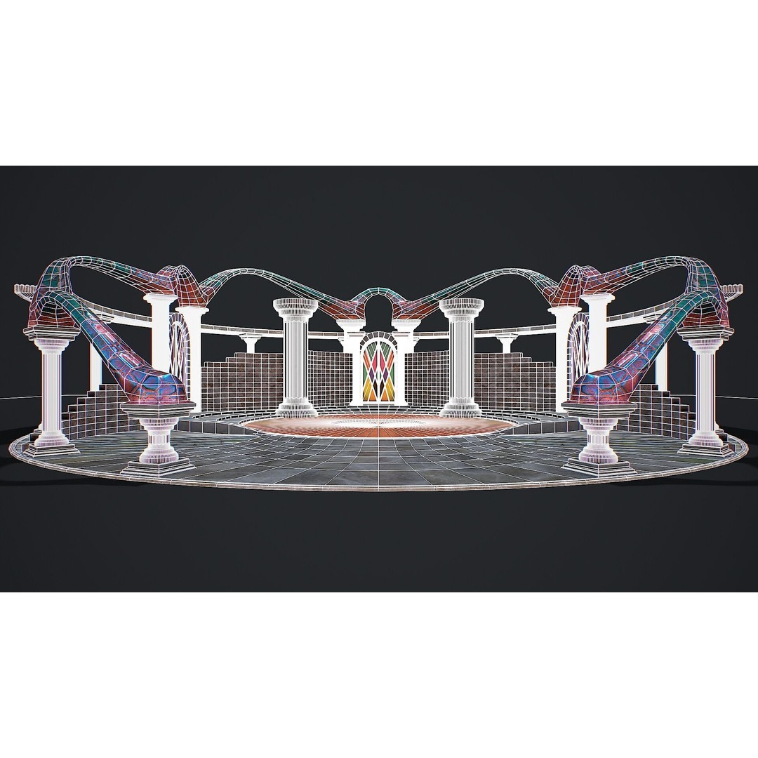 Fantasy Fight Arena 3D Model – Low Poly PBR Game Asset, FBX, OBJ - View 6