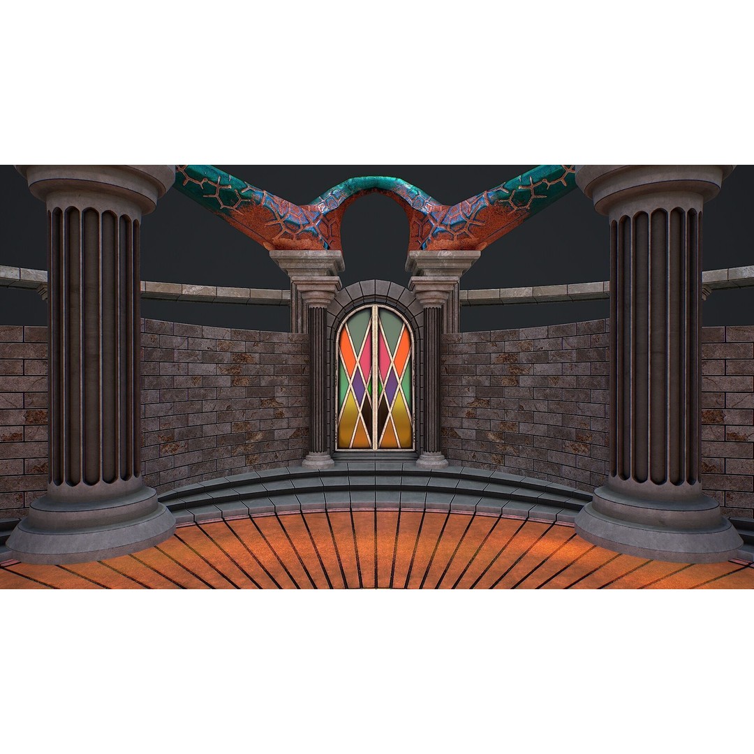Fantasy Fight Arena 3D Model – Low Poly PBR Game Asset, FBX, OBJ - View 7
