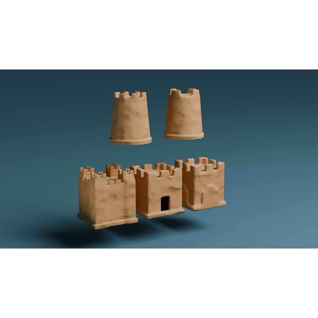 Sand Castles 3D Model – Low Poly PBR Asset, FBX, OBJ, Blender - View 10