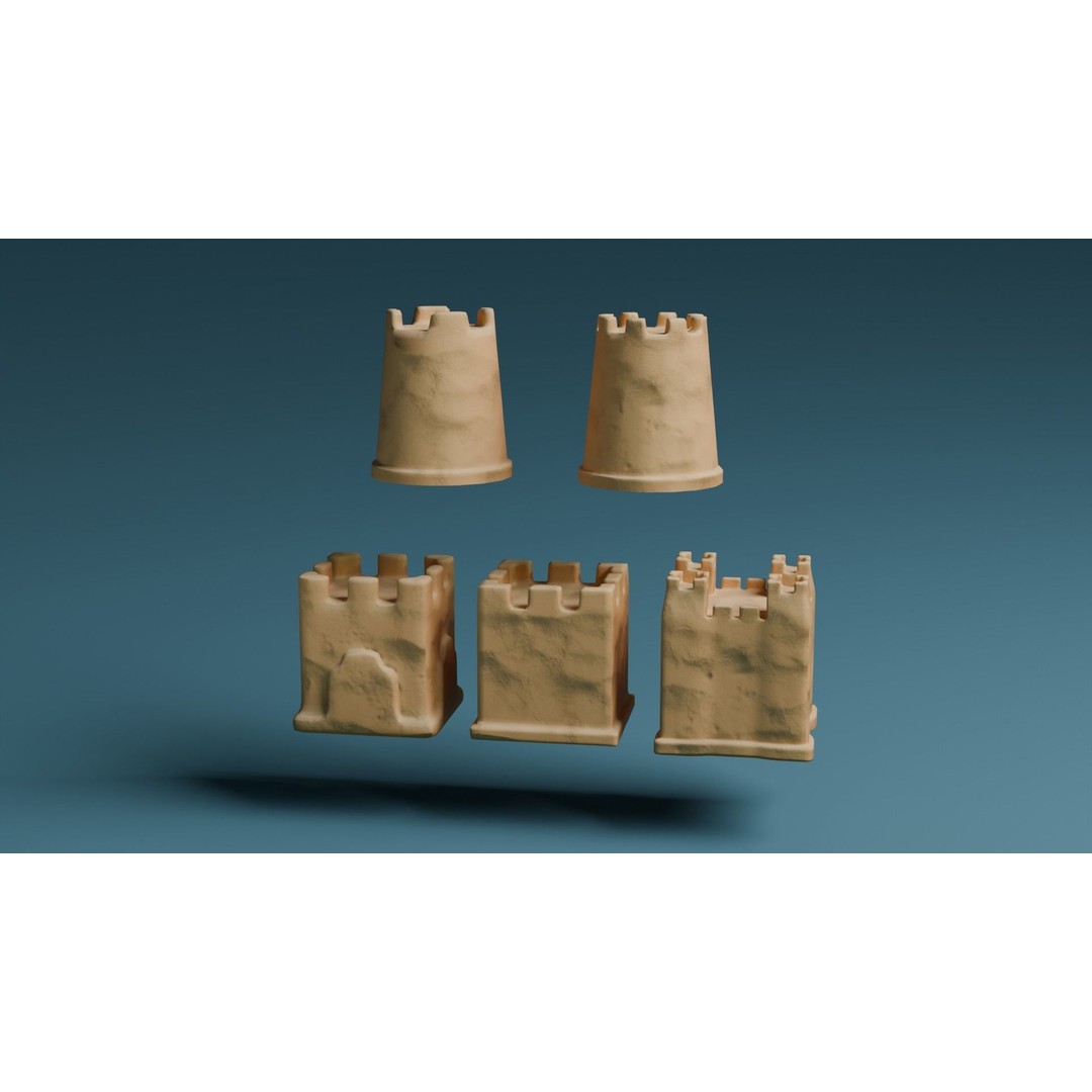 Sand Castles 3D Model – Low Poly PBR Asset, FBX, OBJ, Blender - View 11