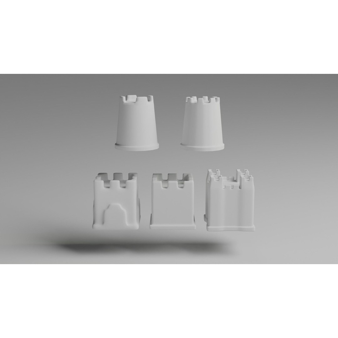 Sand Castles 3D Model – Low Poly PBR Asset, FBX, OBJ, Blender - View 5