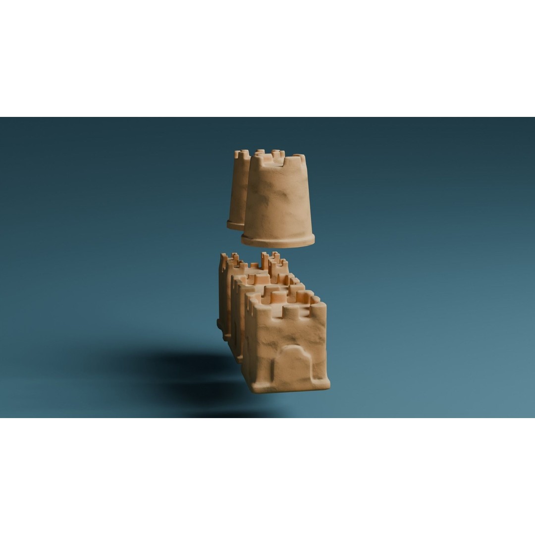 Sand Castles 3D Model – Low Poly PBR Asset, FBX, OBJ, Blender - View 7