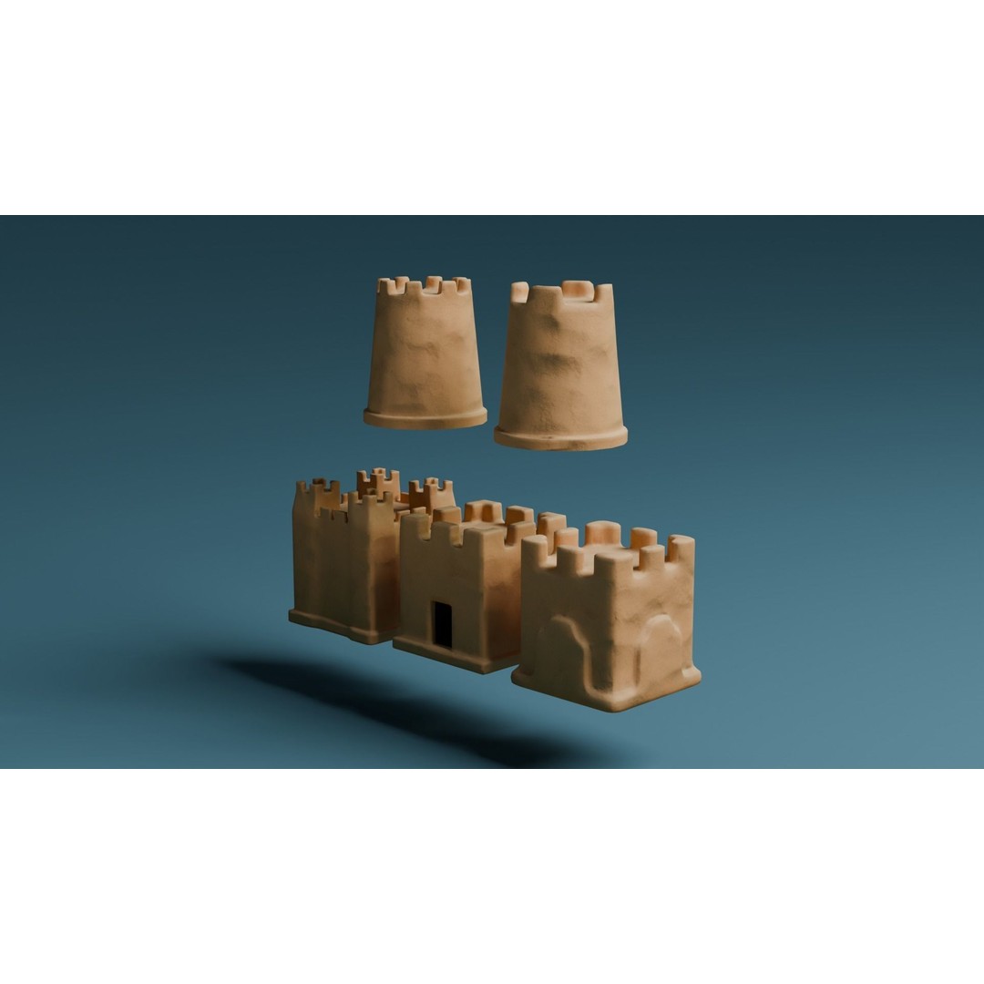 Sand Castles 3D Model – Low Poly PBR Asset, FBX, OBJ, Blender - View 8