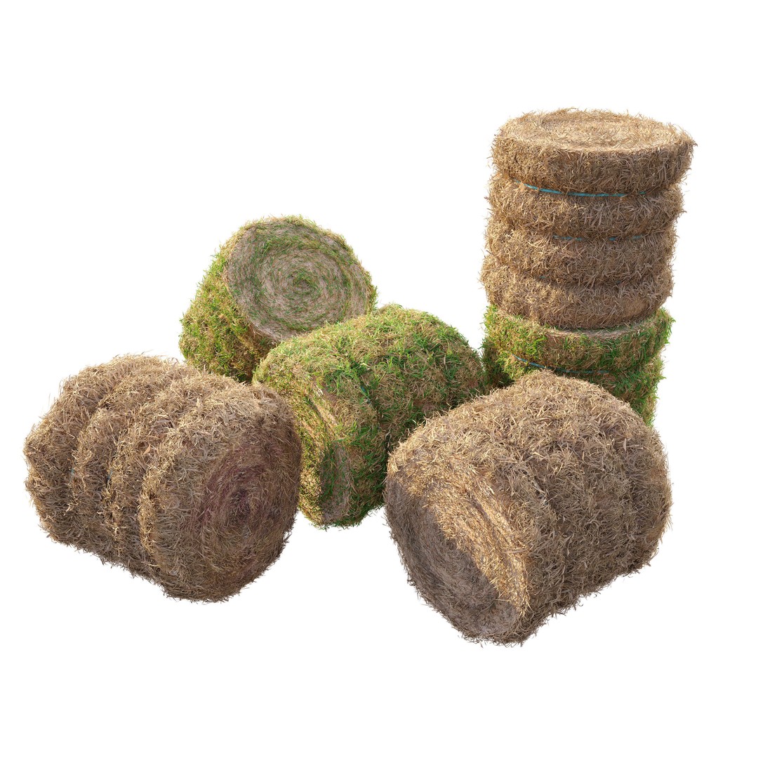 Farm Field 3D Model – Realistic Hay Bale Scene, FBX, PBR - View 7