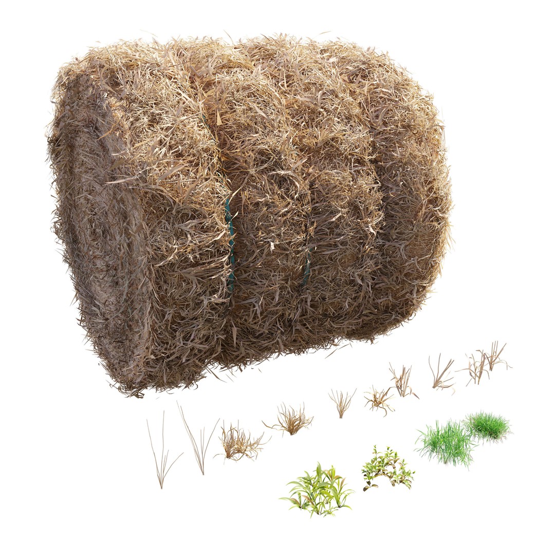 Farm Field 3D Model – Realistic Hay Bale Scene, FBX, PBR - View 8