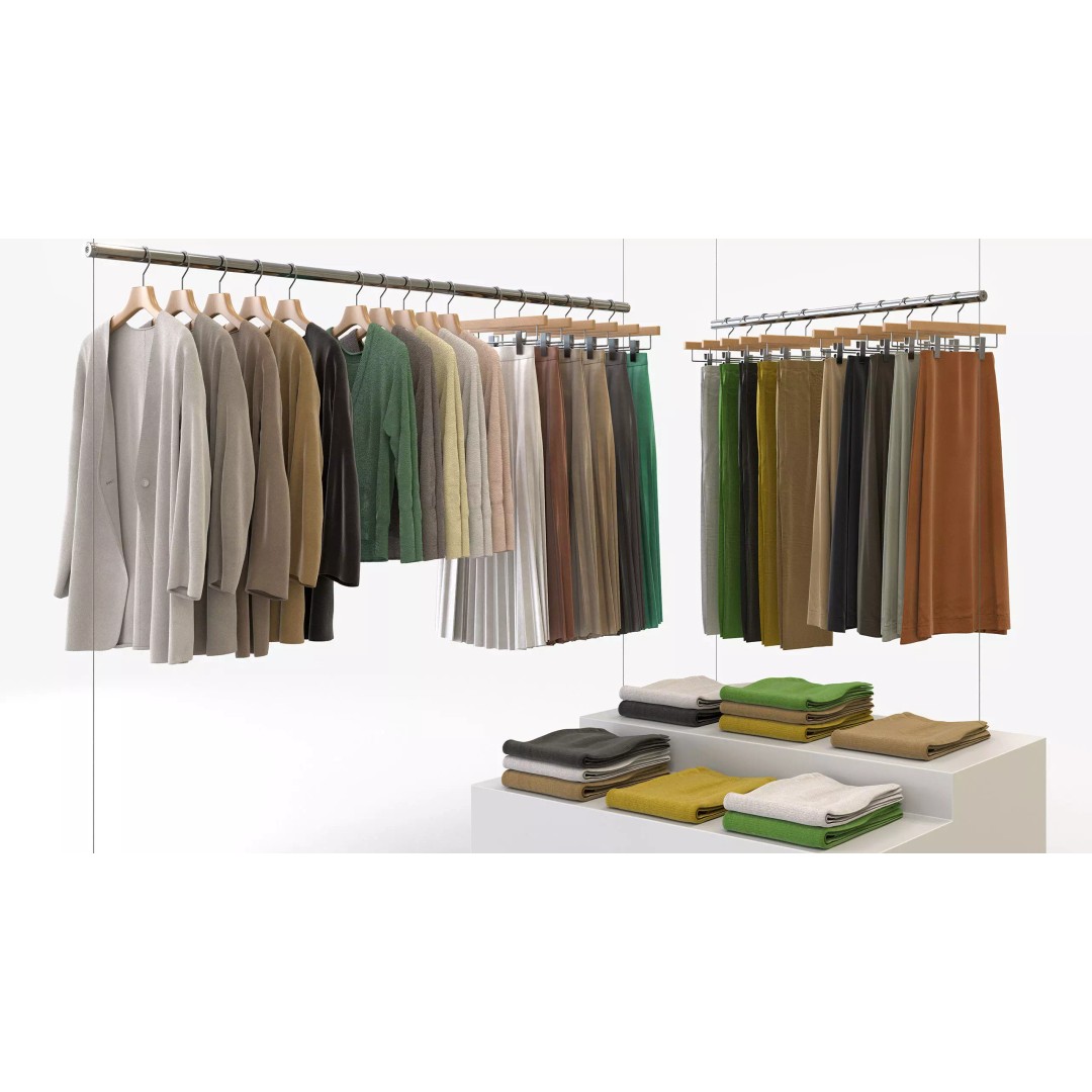 Casual Womens Clothing 3D Model Set – Hanging & Folded Garments, FBX/Blender - View 2