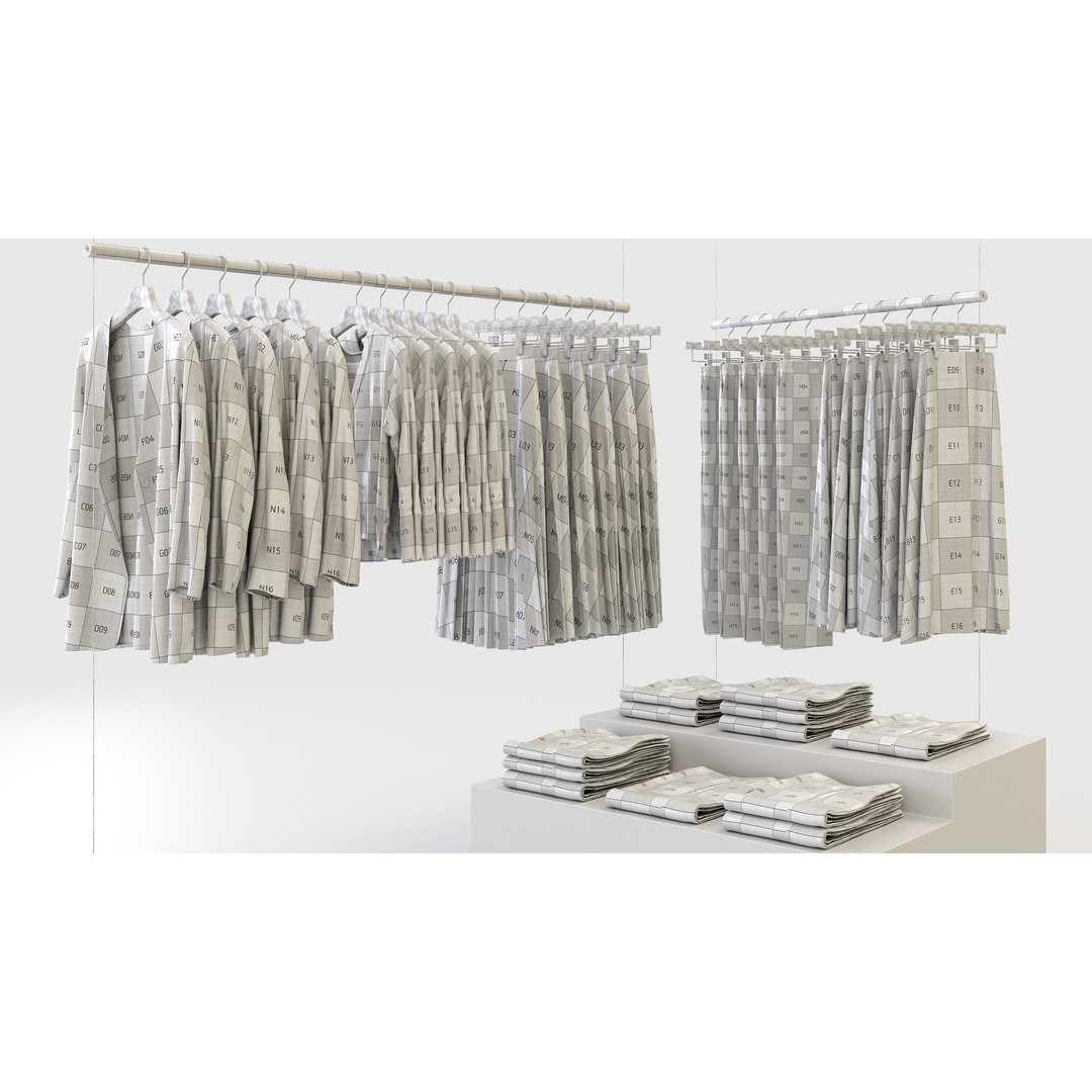 Casual Womens Clothing 3D Model Set – Hanging & Folded Garments, FBX/Blender - View 4