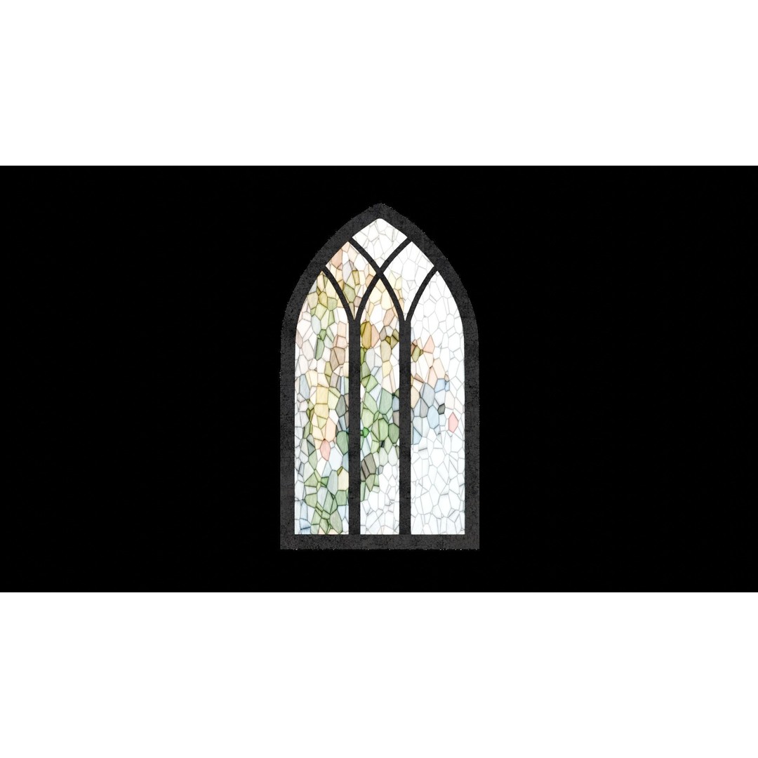 Gothic Windows 3D Model – Low Poly Architectural Asset, FBX, OBJ - View 14