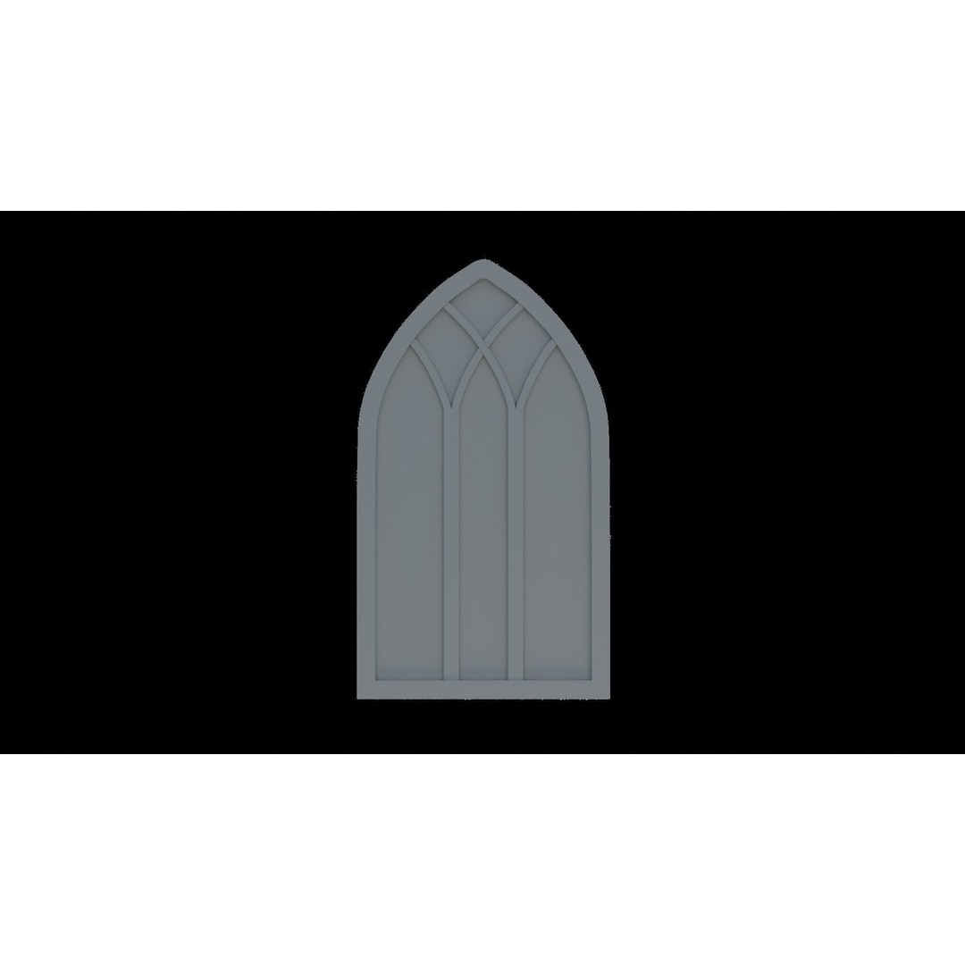 Gothic Windows 3D Model – Low Poly Architectural Asset, FBX, OBJ - View 15