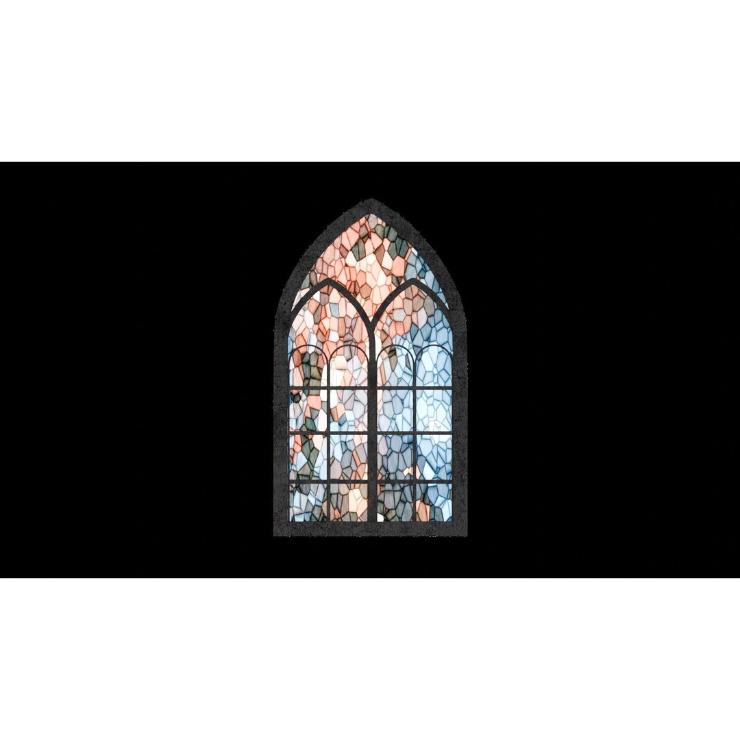 Gothic Windows 3D Model – Low Poly Architectural Asset, FBX, OBJ - View 17