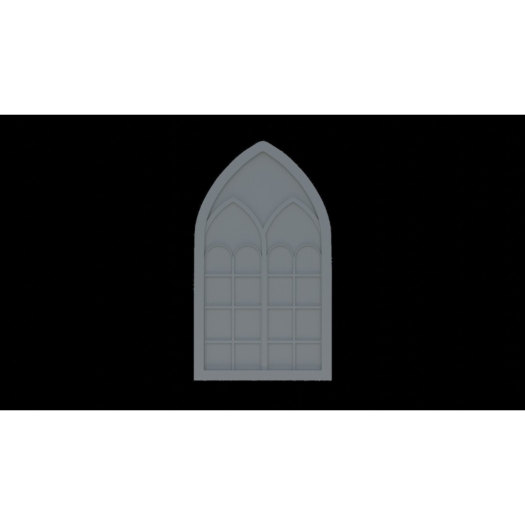 Gothic Windows 3D Model – Low Poly Architectural Asset, FBX, OBJ - View 18