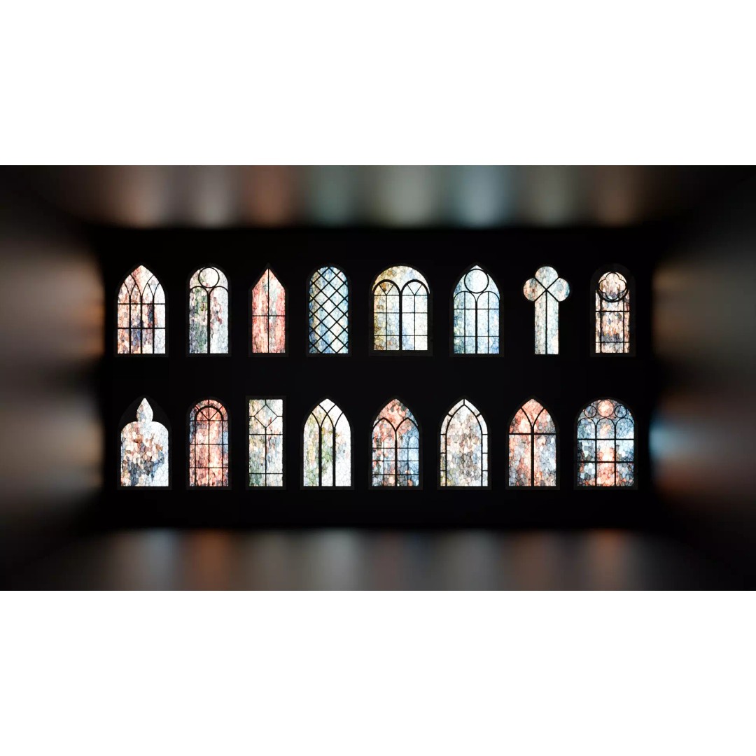 Gothic Windows 3D Model – Low Poly Architectural Asset, FBX, OBJ - View 2