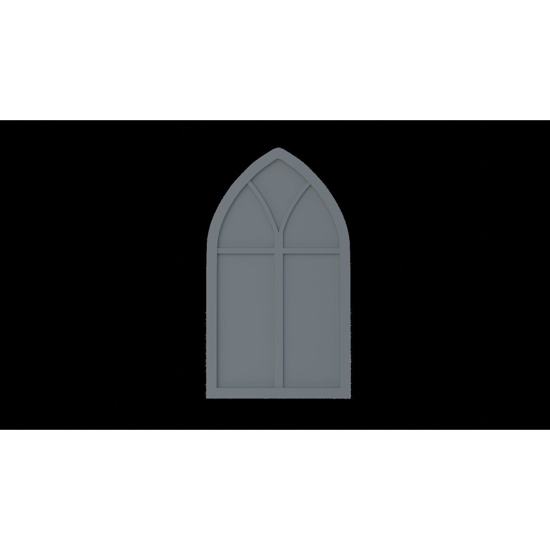 Gothic Windows 3D Model – Low Poly Architectural Asset, FBX, OBJ - View 24