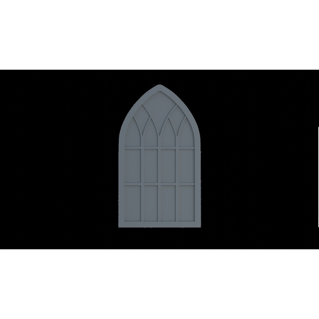 Gothic Windows 3D Model – Low Poly Architectural Asset, FBX, OBJ - View 30