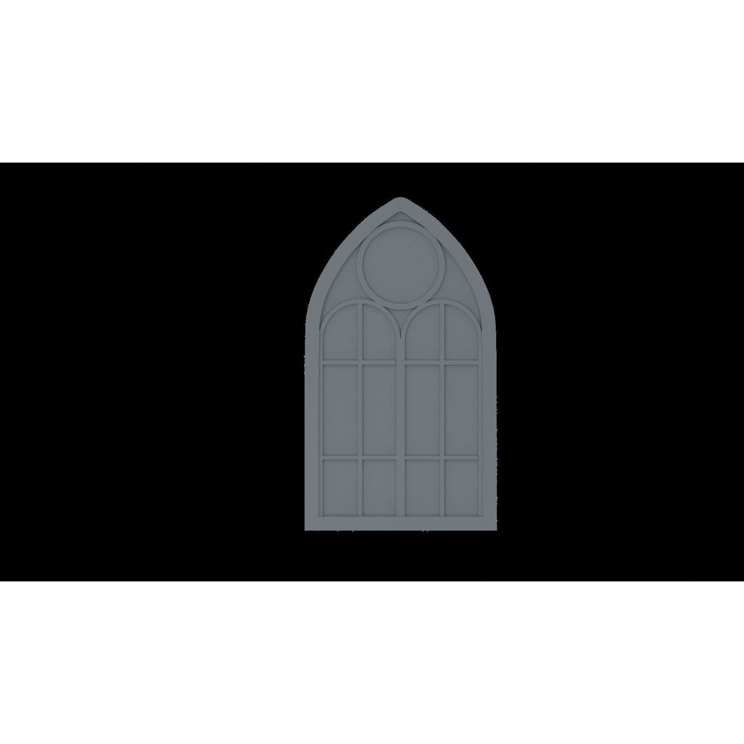 Gothic Windows 3D Model – Low Poly Architectural Asset, FBX, OBJ - View 45