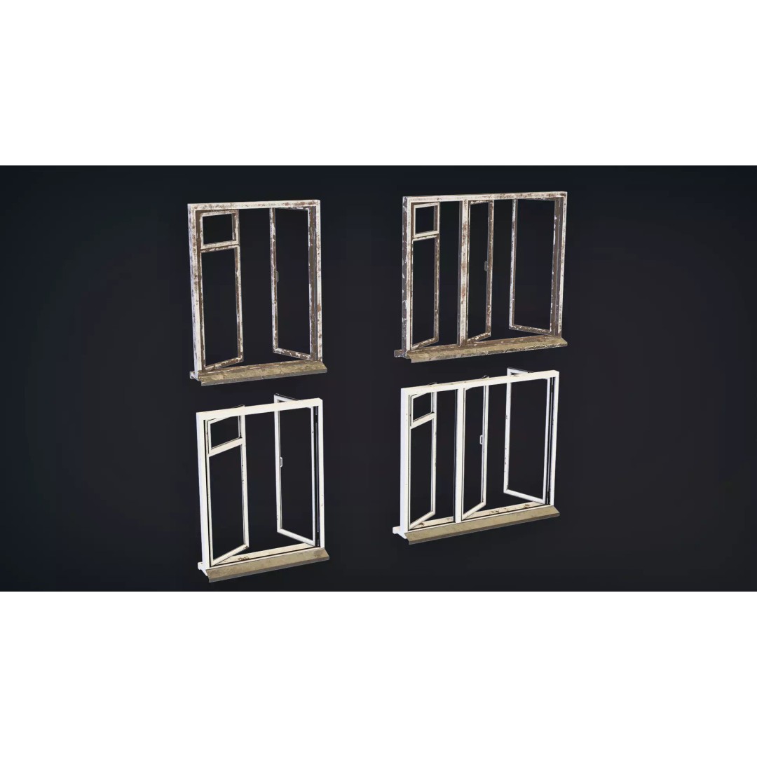 Post-Apocalyptic Broken Windows 3D Model – Modular Barricade Pack, PBR - View 10