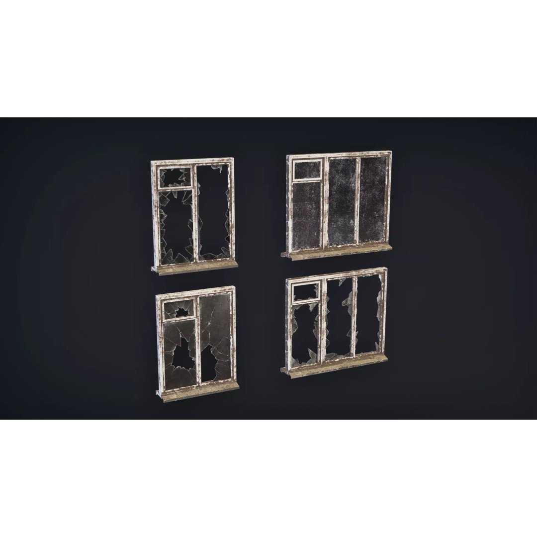 Post-Apocalyptic Broken Windows 3D Model – Modular Barricade Pack, PBR - View 11