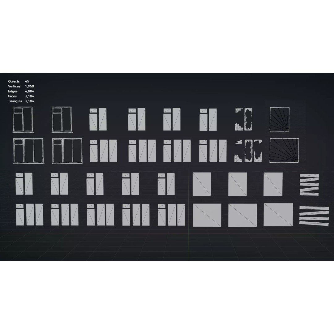 Post-Apocalyptic Broken Windows 3D Model – Modular Barricade Pack, PBR - View 7