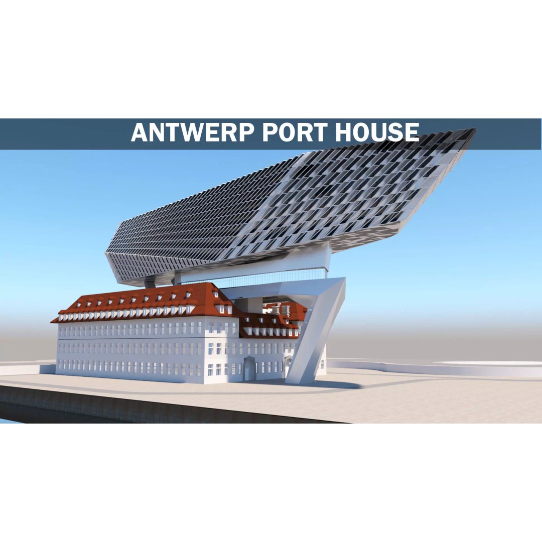 Antwerp Port House 3D Model – Architectural Design, Revit & Rhino Formats - View 2