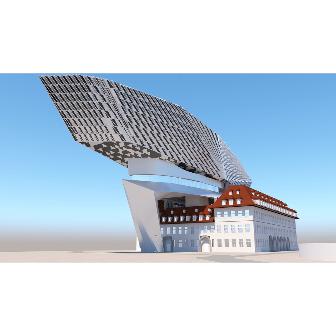 Antwerp Port House 3D Model – Architectural Design, Revit & Rhino Formats - View 3