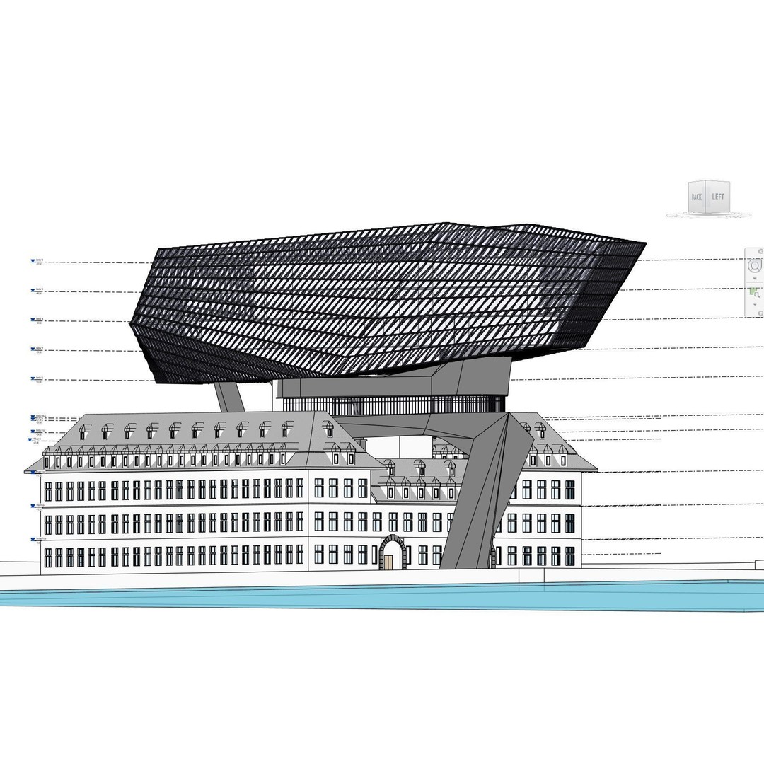 Antwerp Port House 3D Model – Architectural Design, Revit & Rhino Formats - View 4
