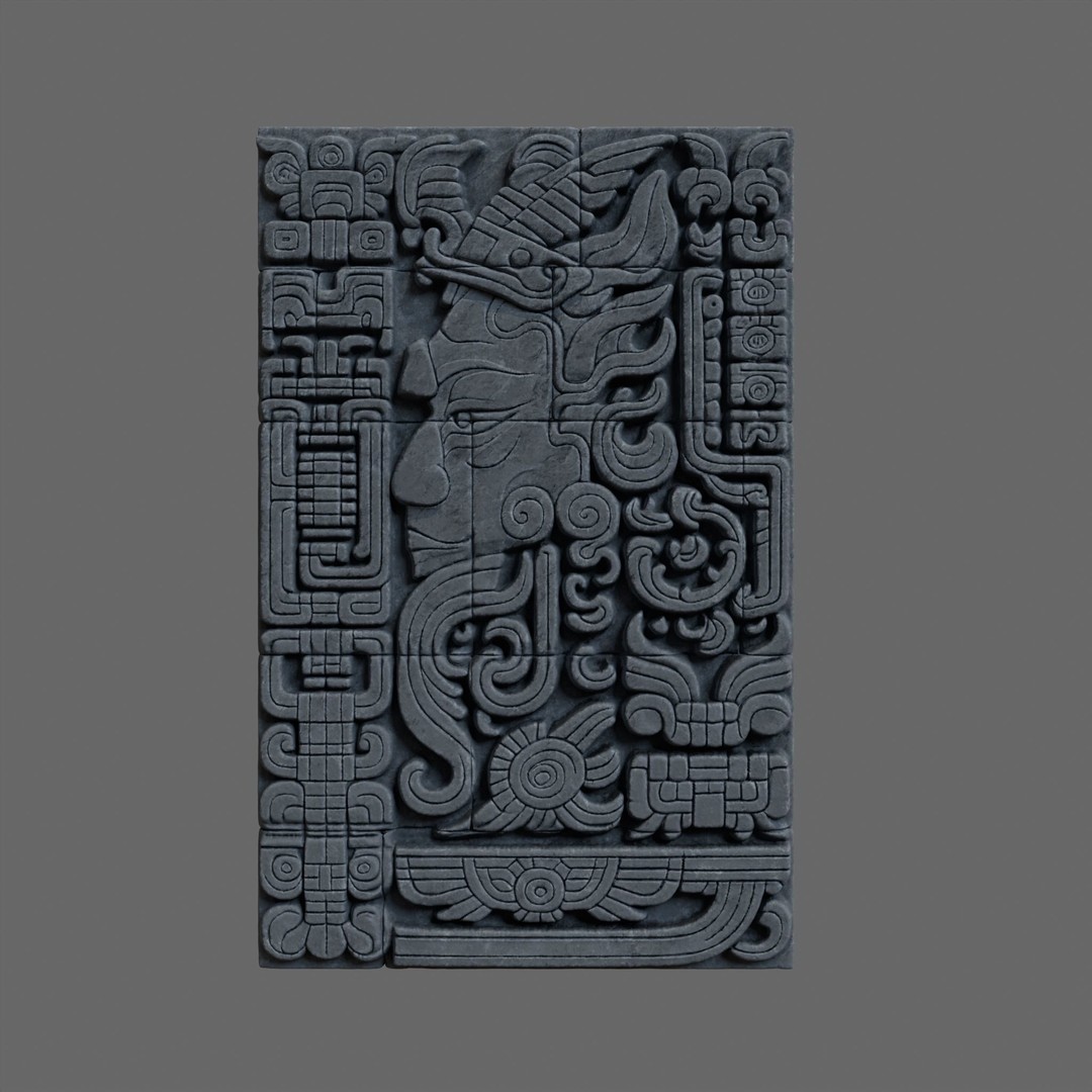 High Poly Mayan Temple Wall 3D Model – Ancient Architecture, FBX - View 14