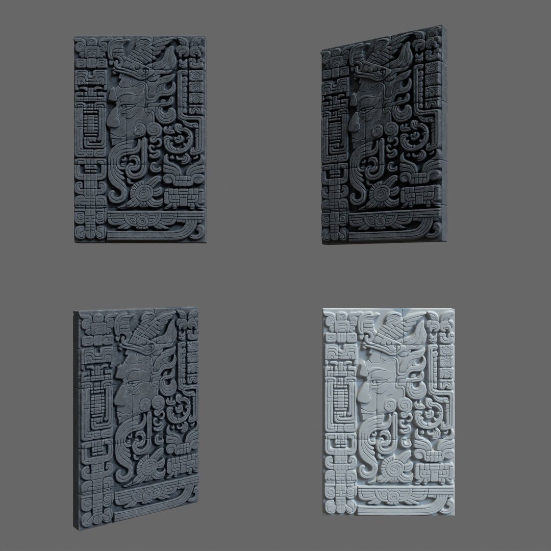 High Poly Mayan Temple Wall 3D Model – Ancient Architecture, FBX - View 15