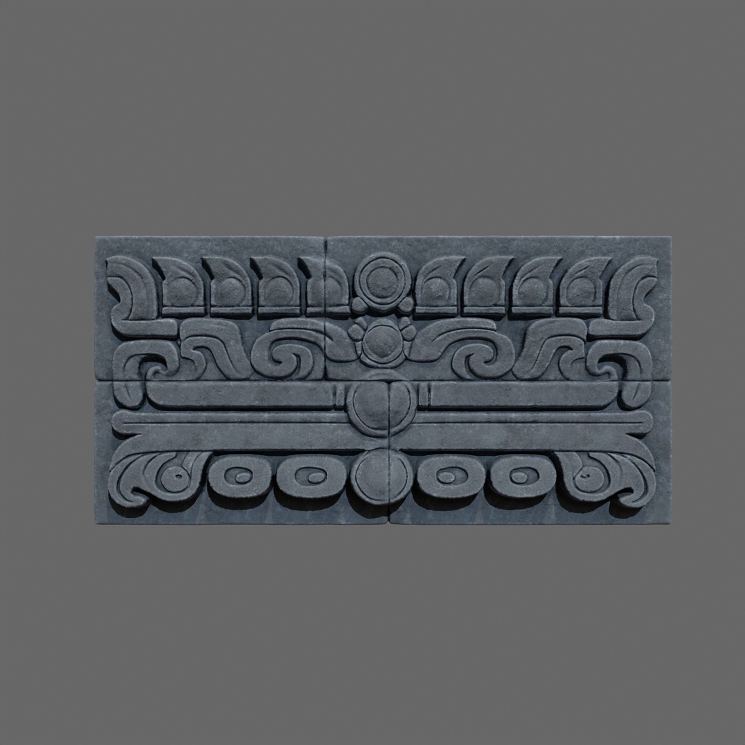High Poly Mayan Temple Wall 3D Model – Ancient Architecture, FBX - View 20