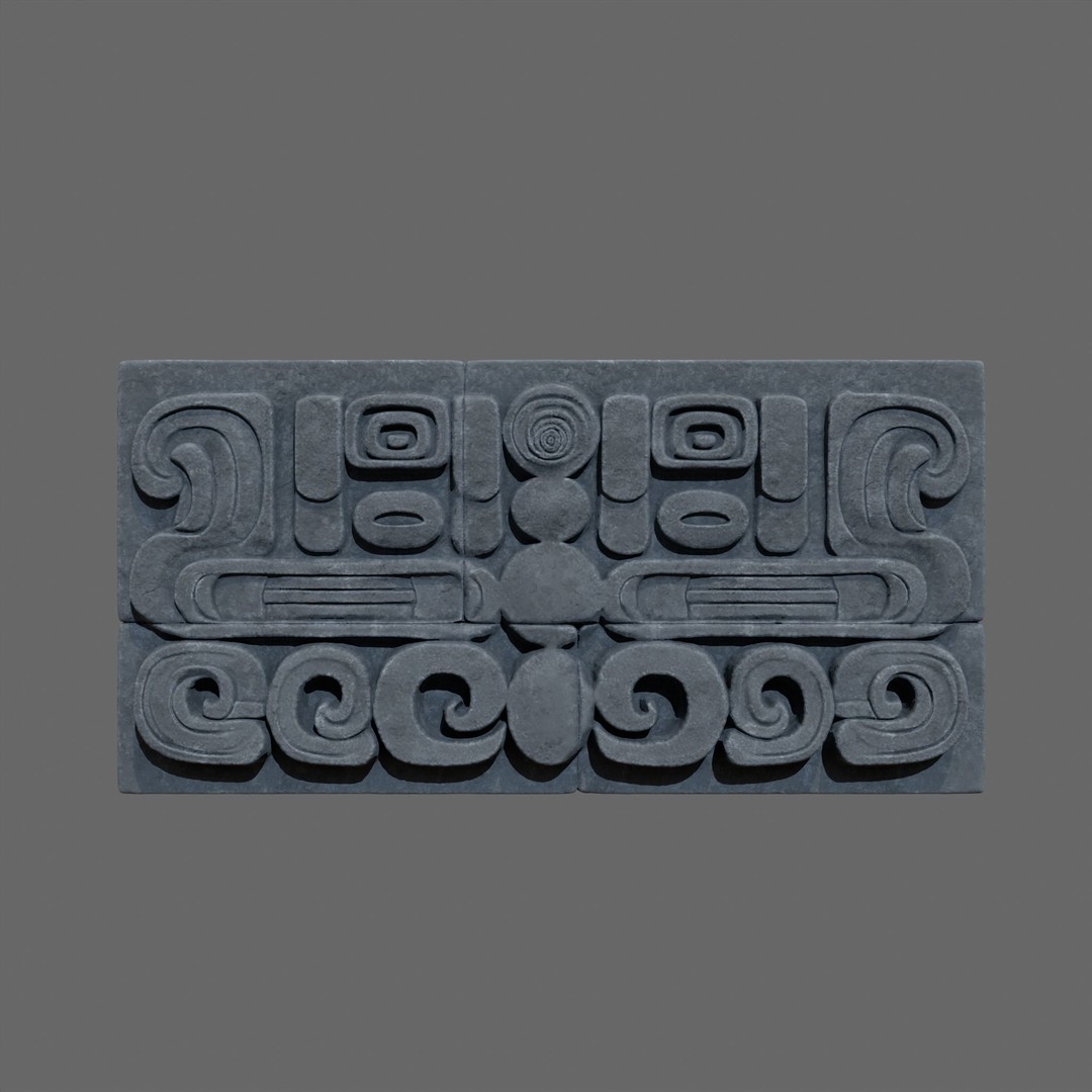 High Poly Mayan Temple Wall 3D Model – Ancient Architecture, FBX - View 22